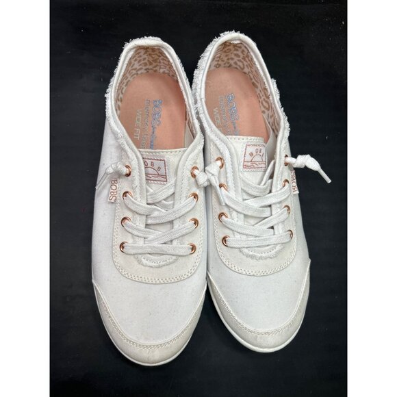 BOBS Womens B Cute Sneakers Wide Fit Canvas White 8W Wide - Picture 3 of 9
